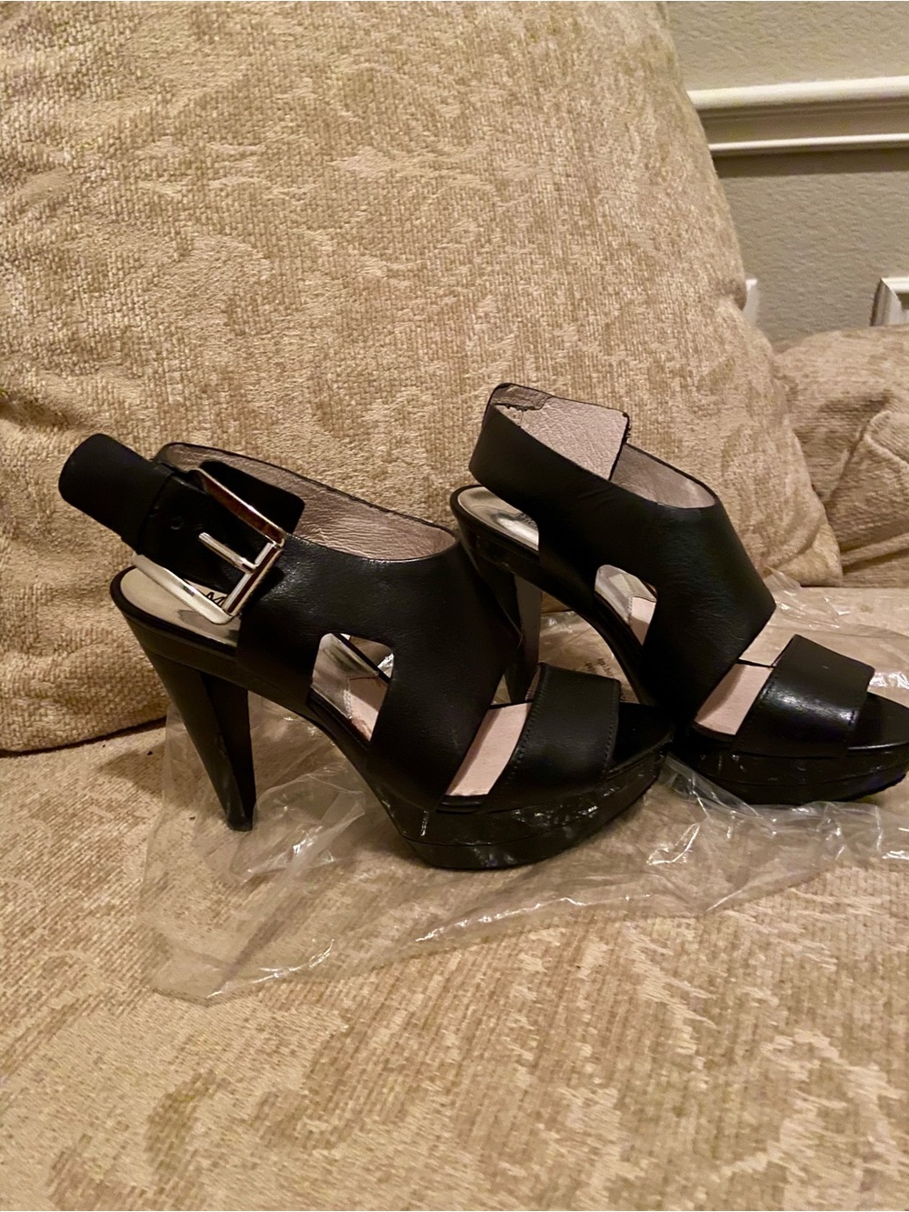 Michael Kors Black Women's Open-Toe Platform Heels